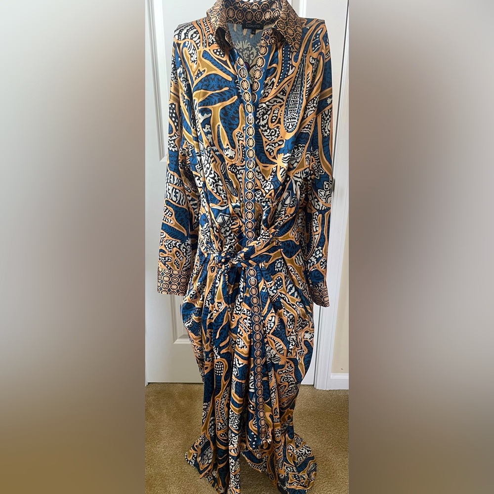 CQ by CQ Blue and Gold Dress Size 1x NWOT